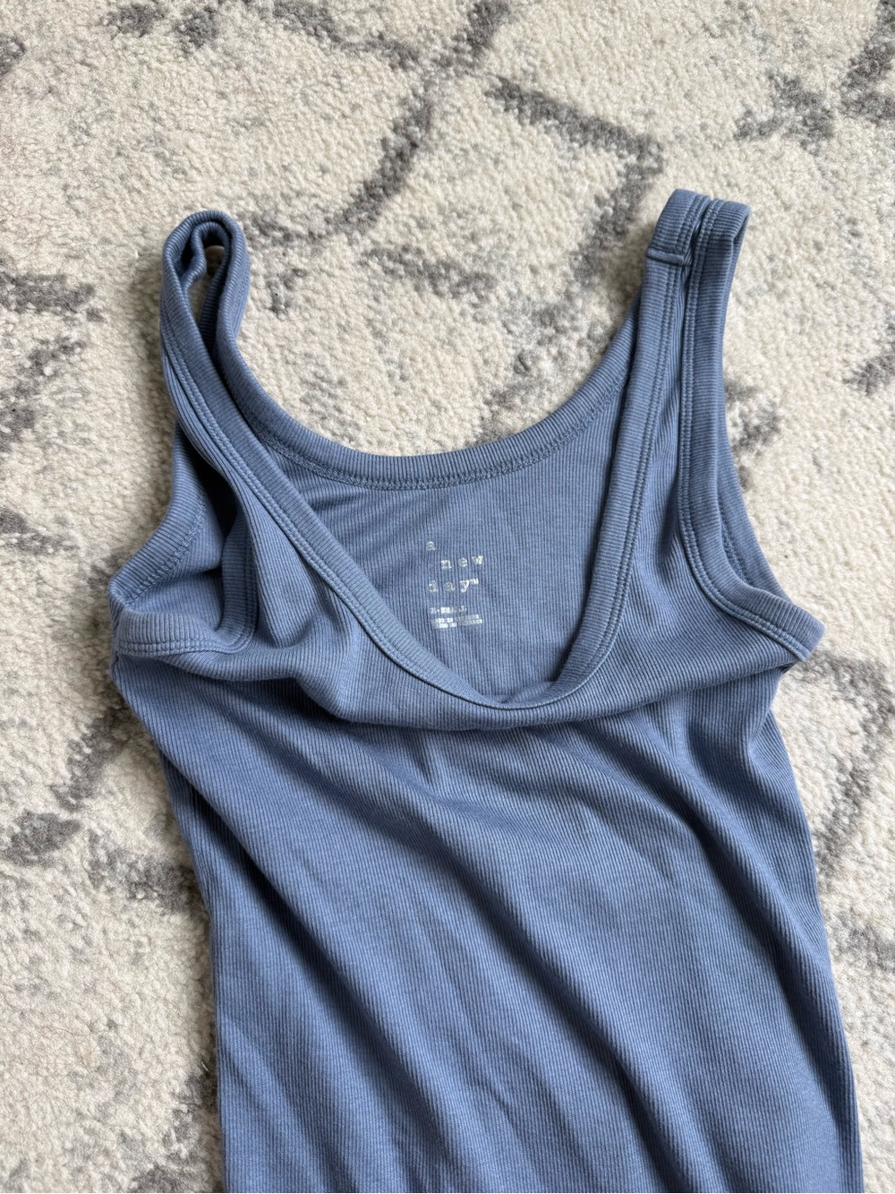Blue Ribbed Tank One-Piece Bodysuit - Picture 2 of 4
